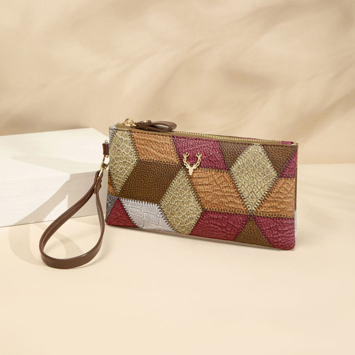 New Fashion Small Square Bag, Cross-Border High-End Retro Wallet, Versatile Zipper Bag, Women's Trendy Color-Blocking Clutch Bag