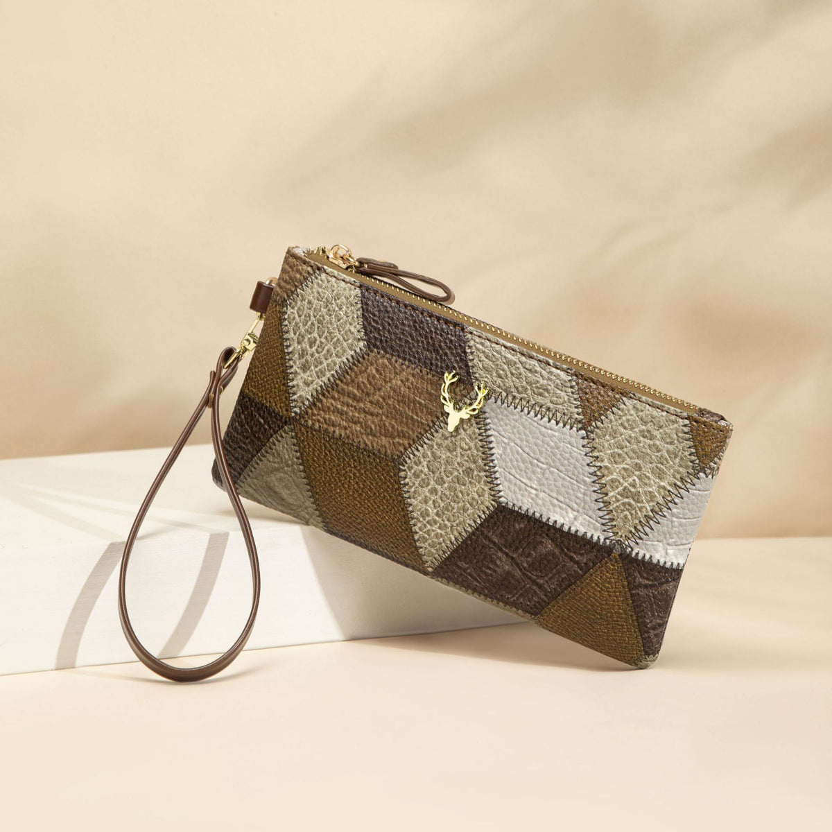 New Fashion Small Square Bag, Cross-Border High-End Retro Wallet, Versatile Zipper Bag, Women's Trendy Color-Blocking Clutch Bag