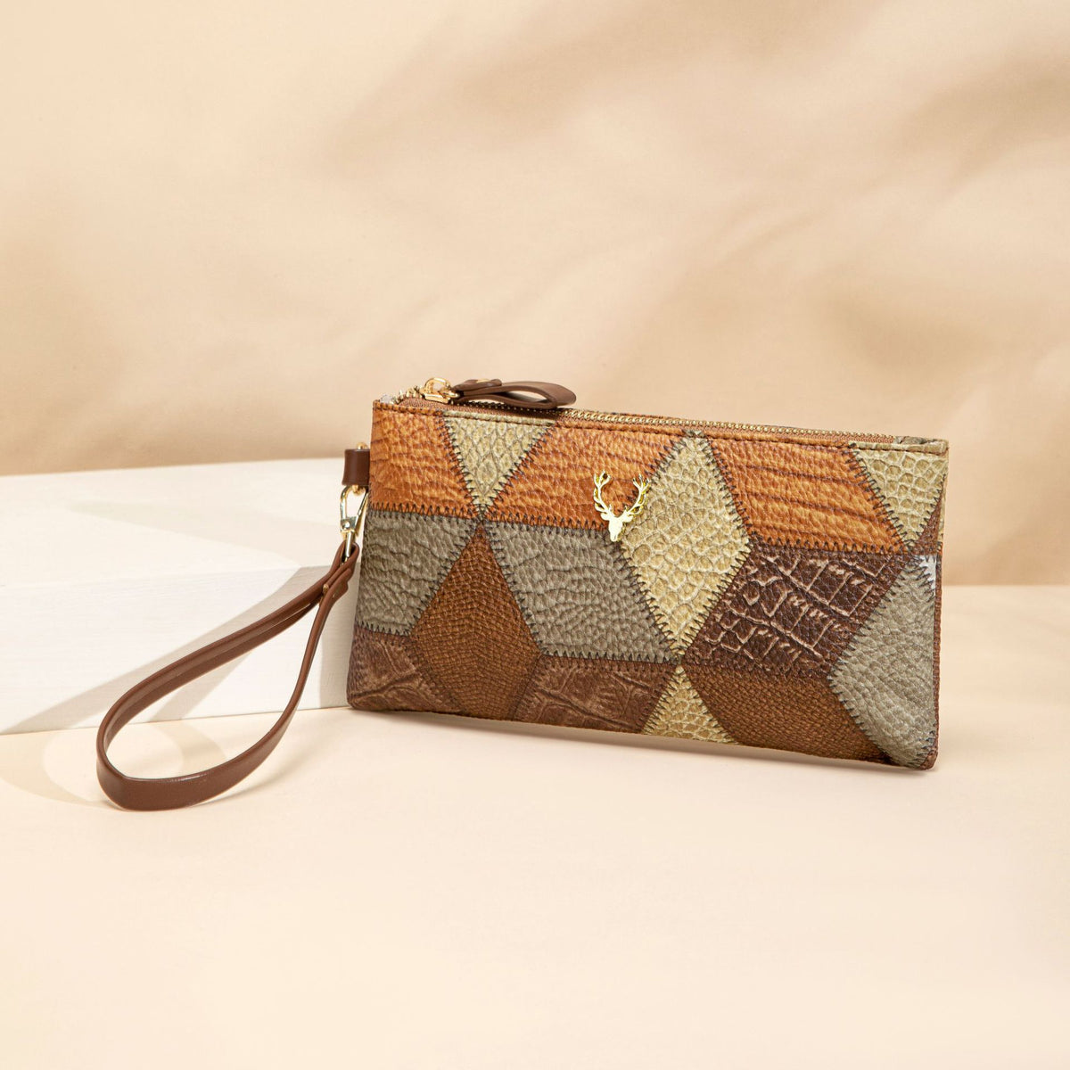 New Fashion Small Square Bag, Cross-Border High-End Retro Wallet, Versatile Zipper Bag, Women's Trendy Color-Blocking Clutch Bag