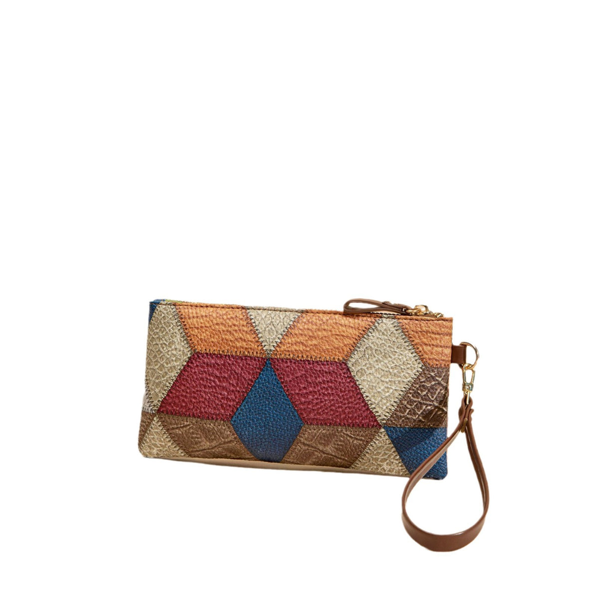 New Fashion Small Square Bag, Cross-Border High-End Retro Wallet, Versatile Zipper Bag, Women's Trendy Color-Blocking Clutch Bag