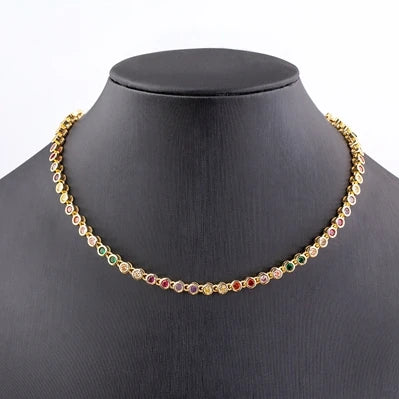 Nidin Ins Hot Sale Sexy Choker Iced Out Tennis Chain Necklace For Women Luxury Cubic Zircon Crystal Neck Accessories Jewelry