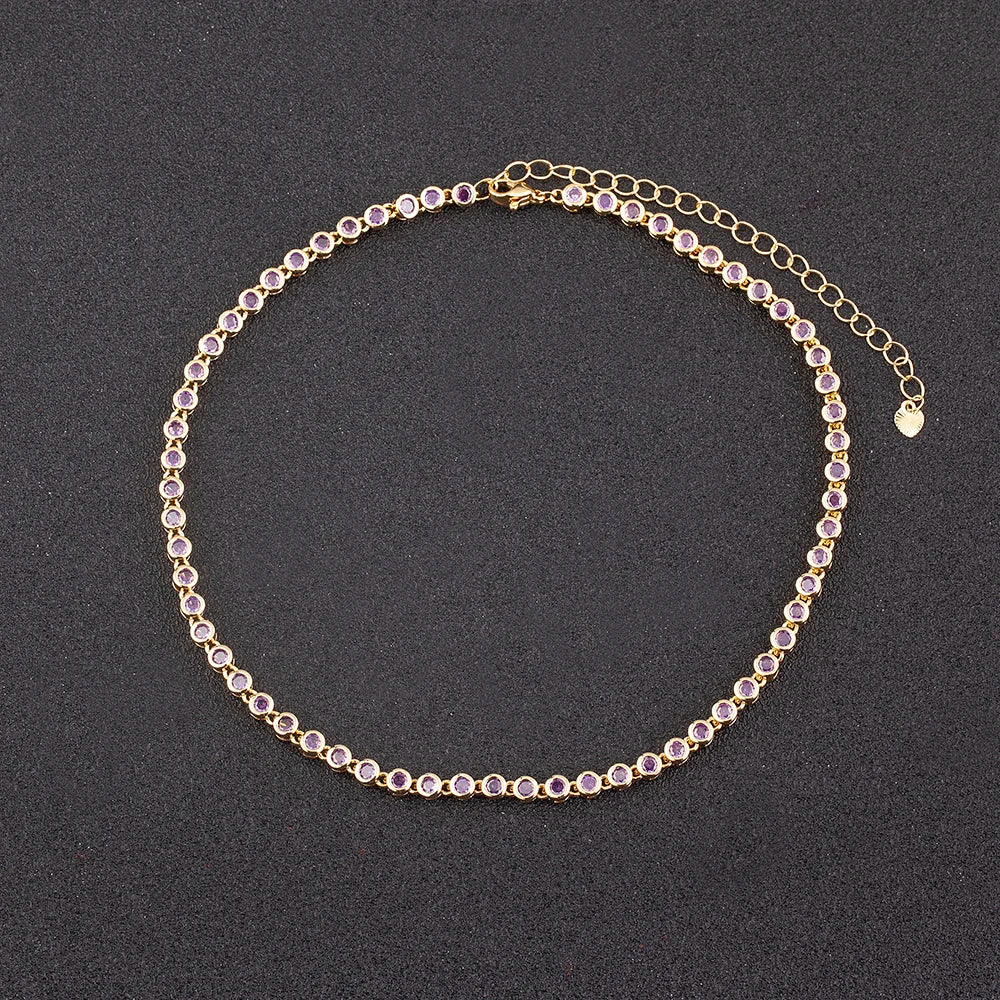 Nidin Ins Hot Sale Sexy Choker Iced Out Tennis Chain Necklace For Women Luxury Cubic Zircon Crystal Neck Accessories Jewelry