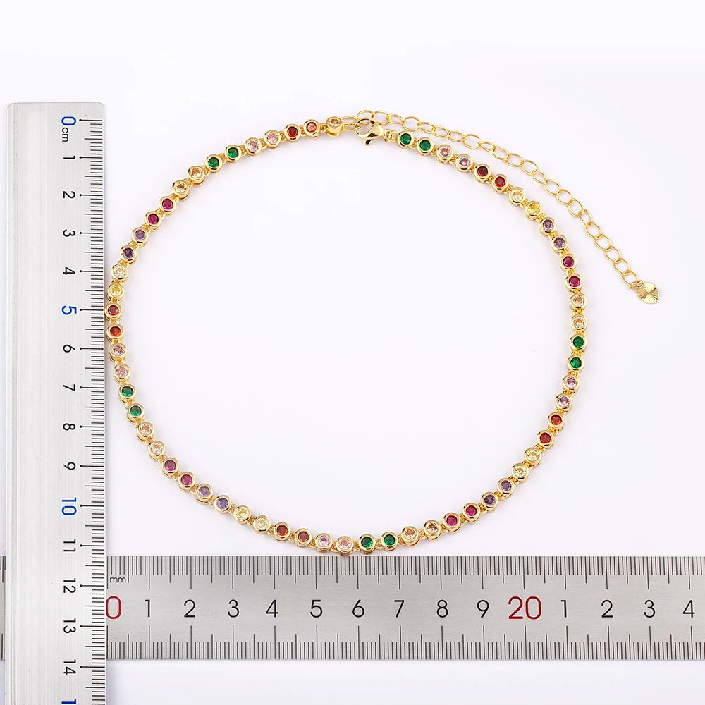 Nidin Ins Hot Sale Sexy Choker Iced Out Tennis Chain Necklace For Women Luxury Cubic Zircon Crystal Neck Accessories Jewelry