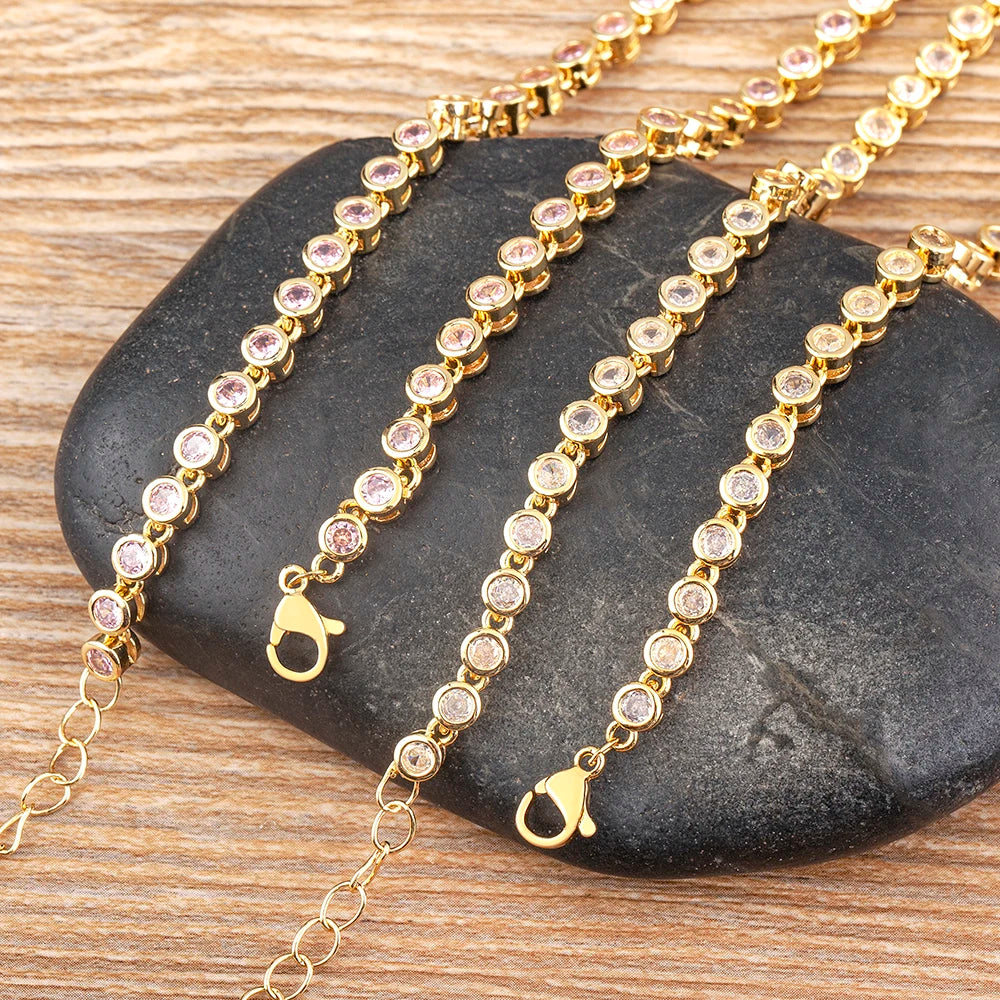 Nidin Ins Hot Sale Sexy Choker Iced Out Tennis Chain Necklace For Women Luxury Cubic Zircon Crystal Neck Accessories Jewelry