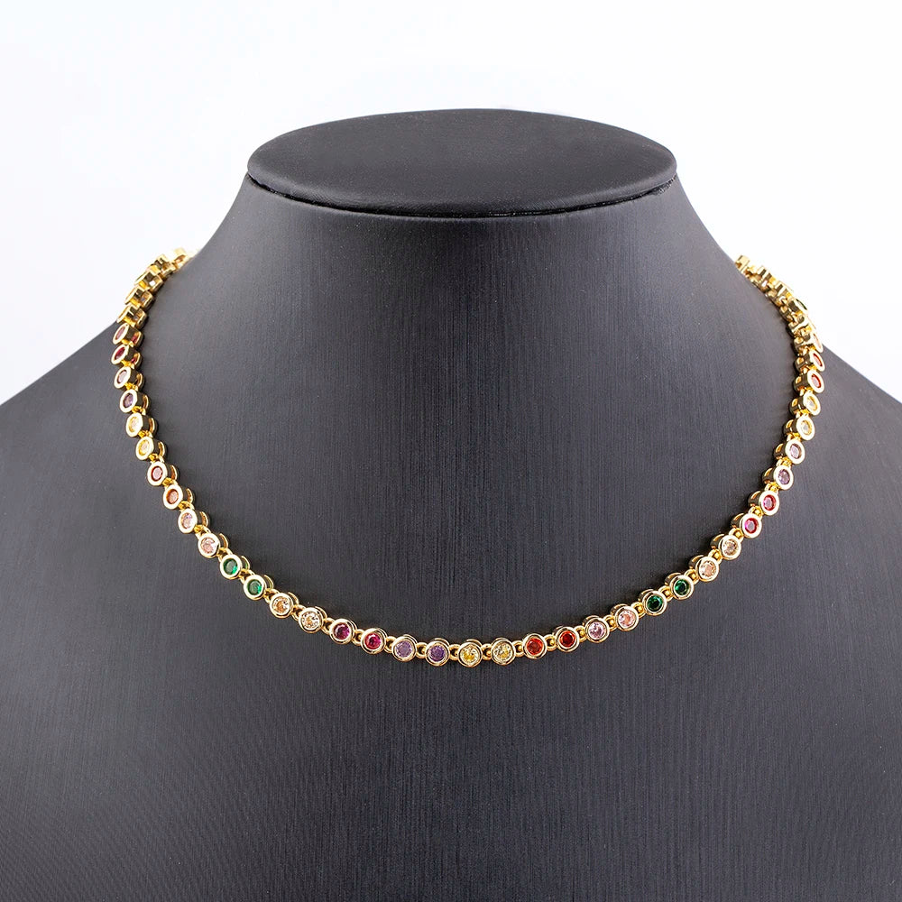 Nidin Ins Hot Sale Sexy Choker Iced Out Tennis Chain Necklace For Women Luxury Cubic Zircon Crystal Neck Accessories Jewelry