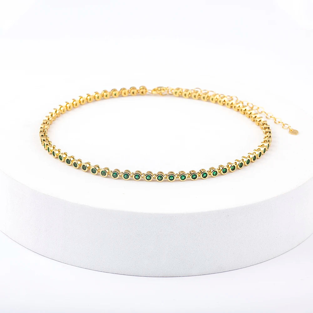 Nidin Ins Hot Sale Sexy Choker Iced Out Tennis Chain Necklace For Women Luxury Cubic Zircon Crystal Neck Accessories Jewelry